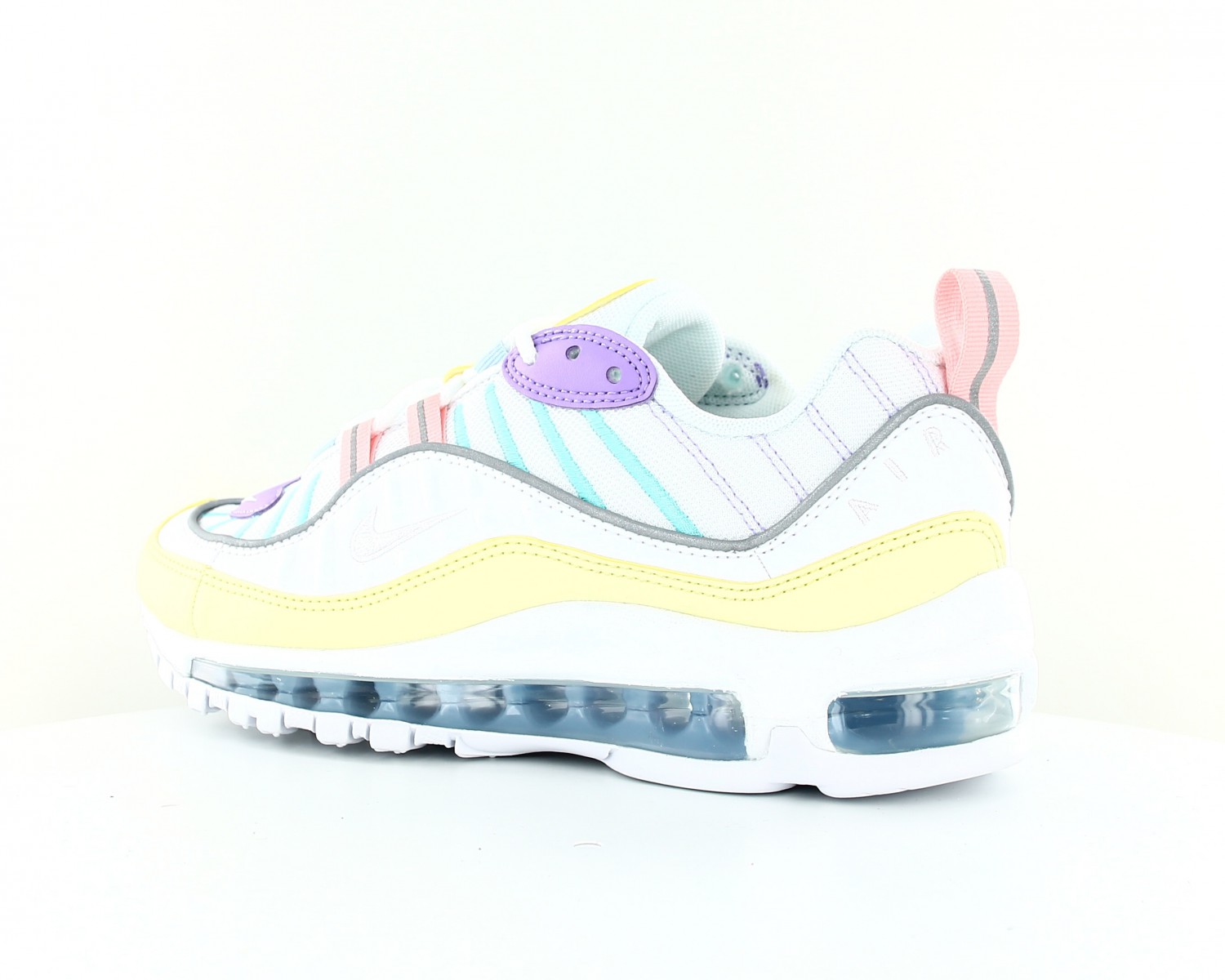 Nike Air Max 98 femme Blanc jaune pastel violet bleu ciel